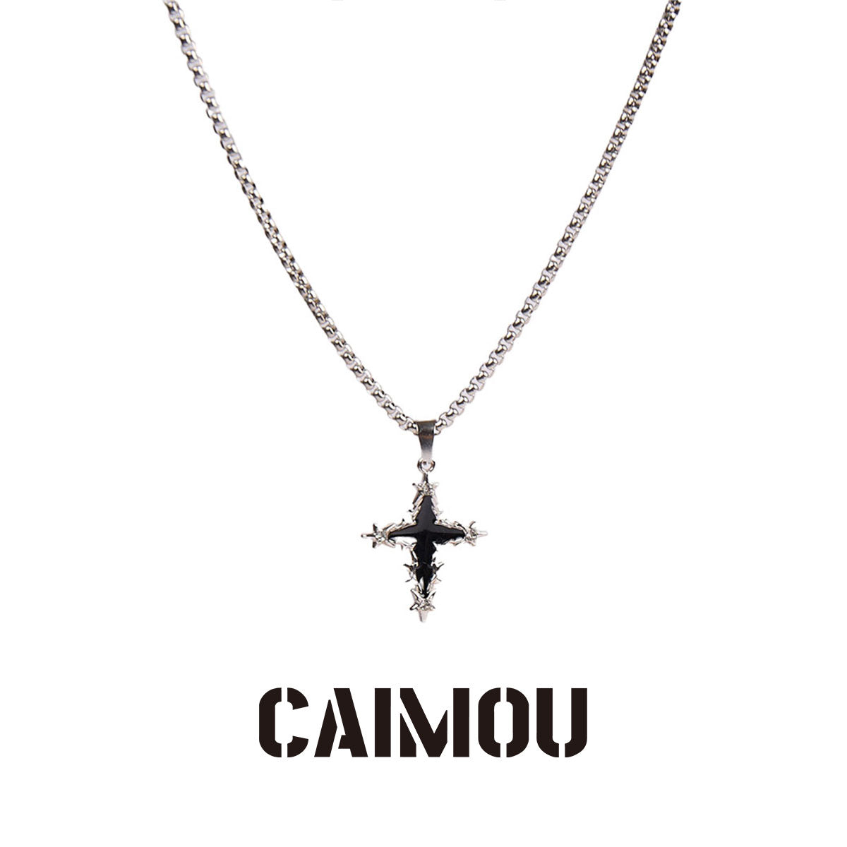 Black Icon Cross Necklace