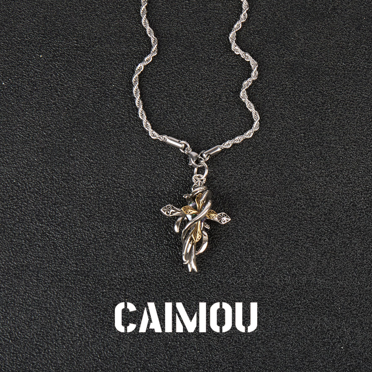 Thorn Wrapped Cross Pendant Necklace
