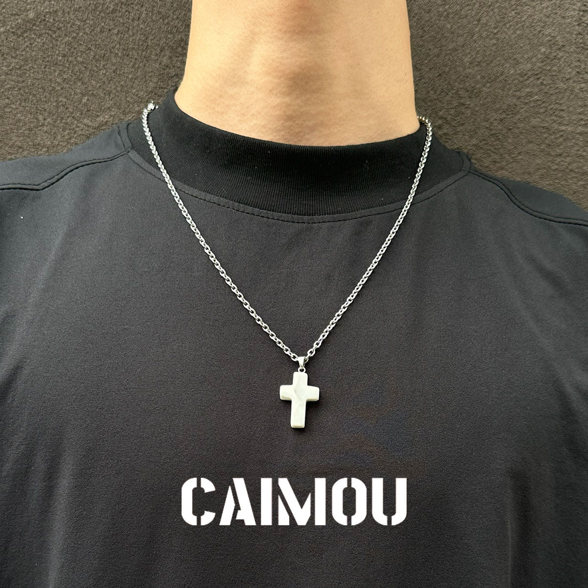 Stone Cross Pendant Necklace