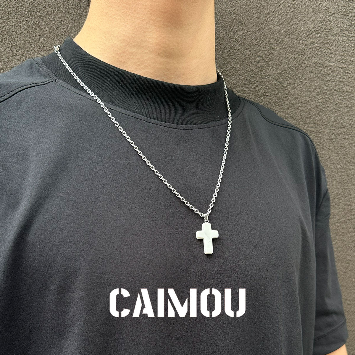 Stone Cross Pendant Necklace