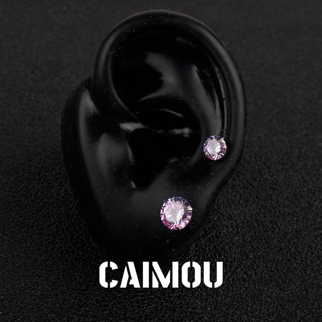 Color Plated Eight Arrows Round Zircon Stud Earrings
