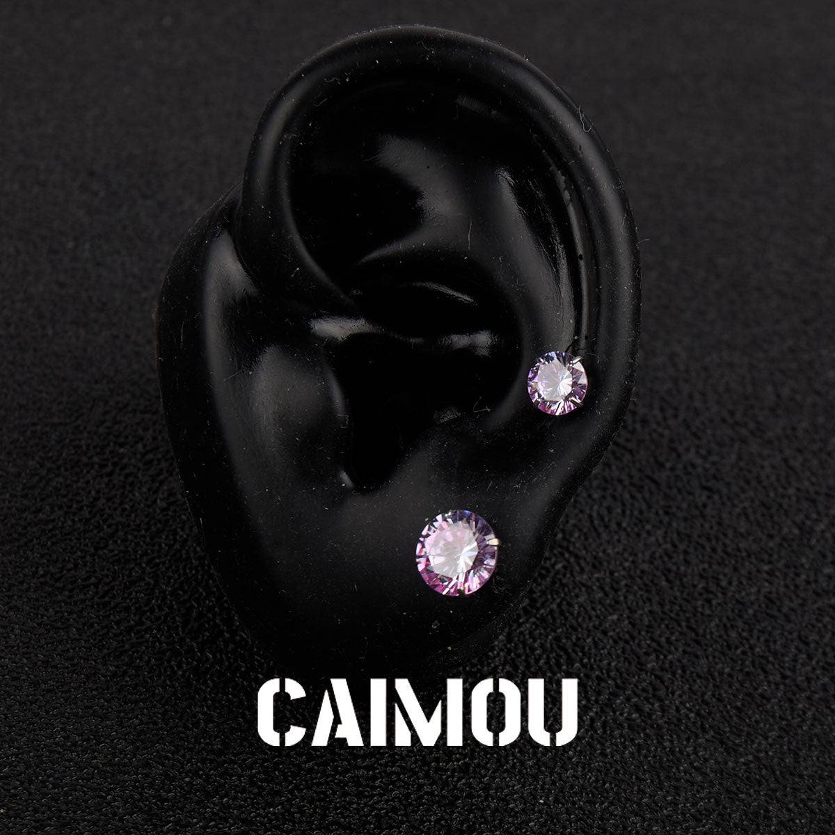 Color Plated Eight Arrows Round Zircon Stud Earrings