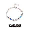 Cross Blue Square Stone Beaded Bracelet