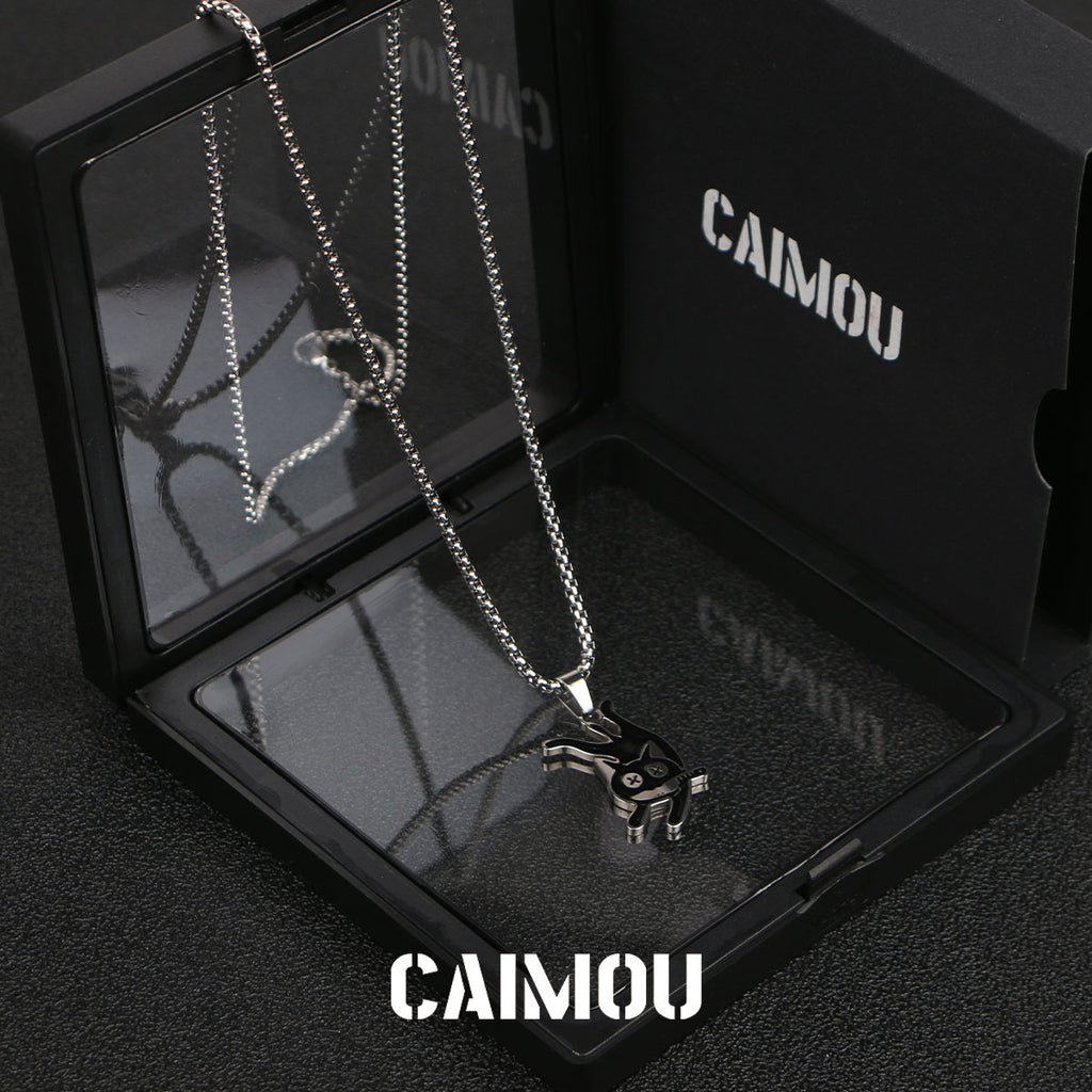 Knife-Holding Cat Pendant Necklace (Lay Flat Version)