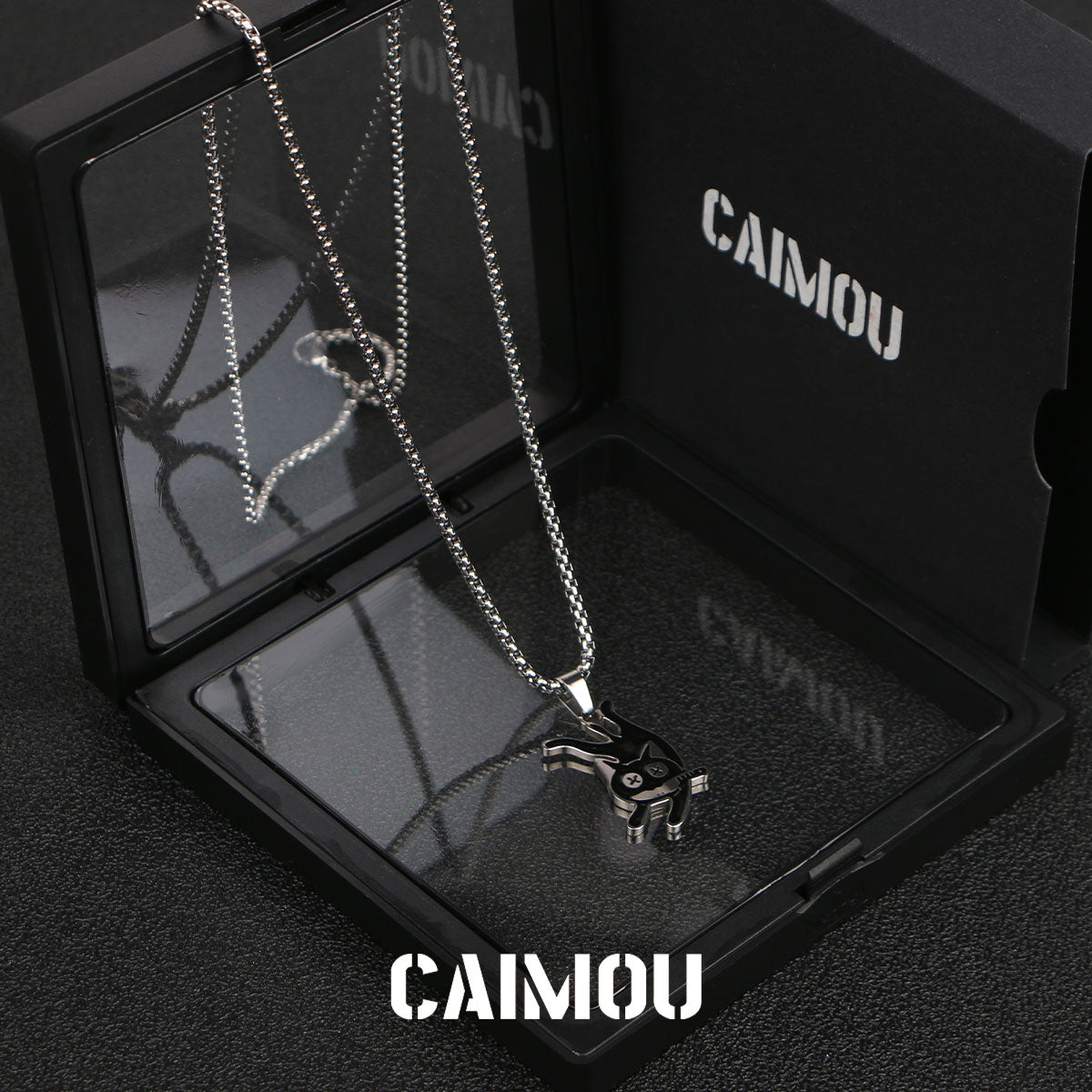 Knife-Holding Cat Pendant Necklace (Lay Flat Version)