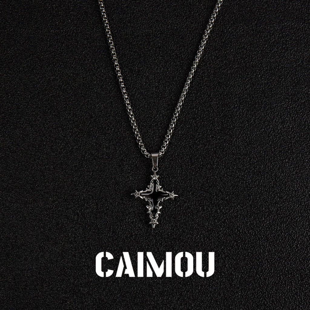 Black Icon Cross Necklace