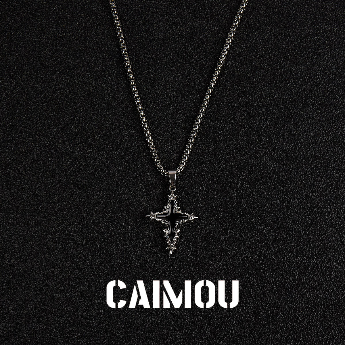 Black Icon Cross Necklace