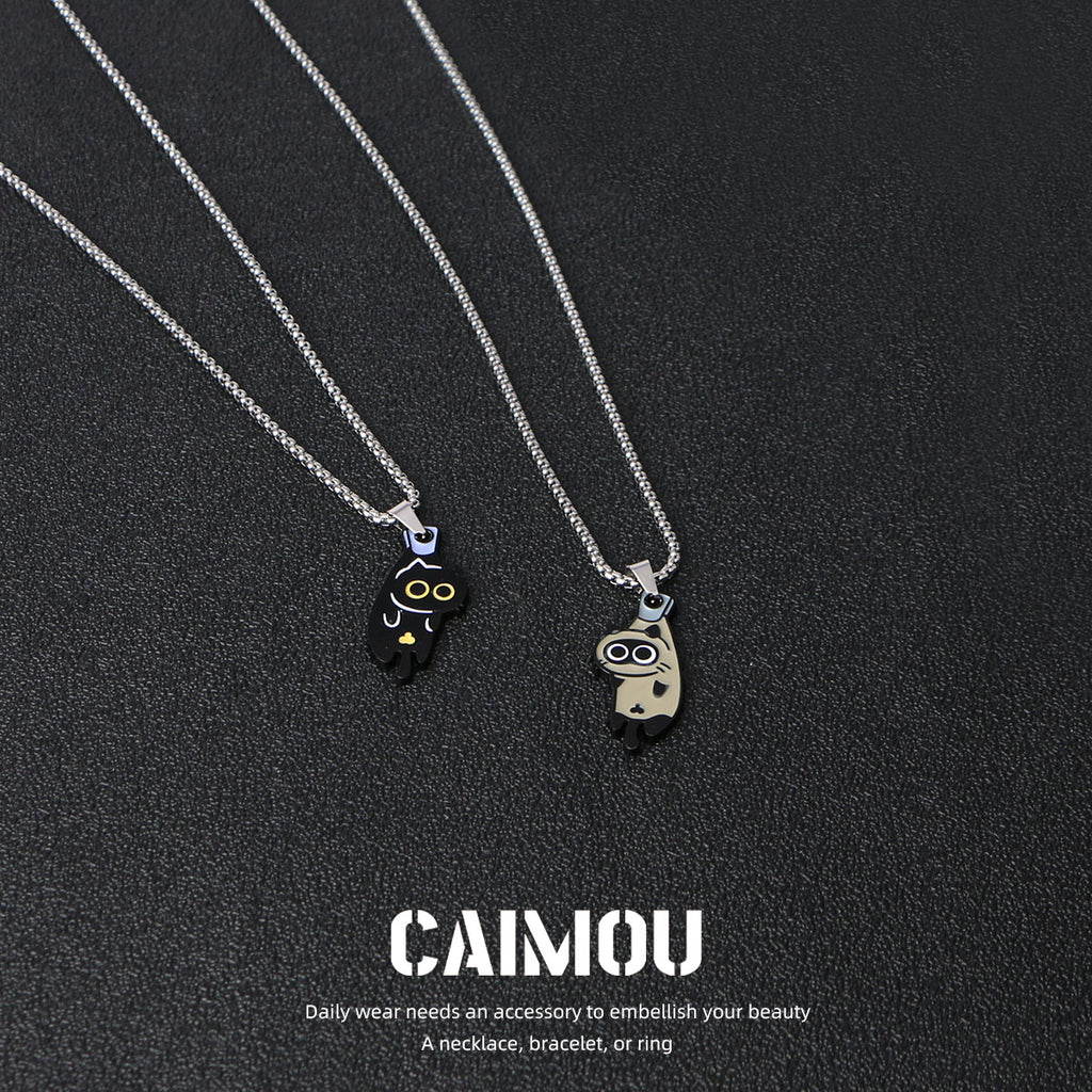 Hanging Cat Couple Necklaces (A & B)