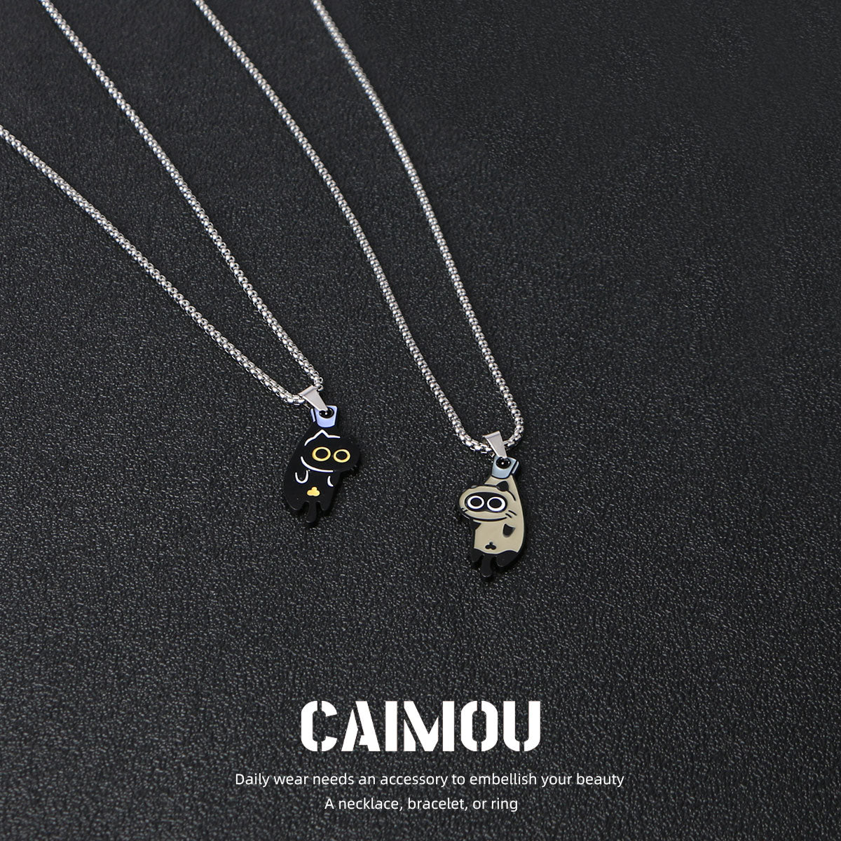 Hanging Cat Couple Necklaces (A & B)