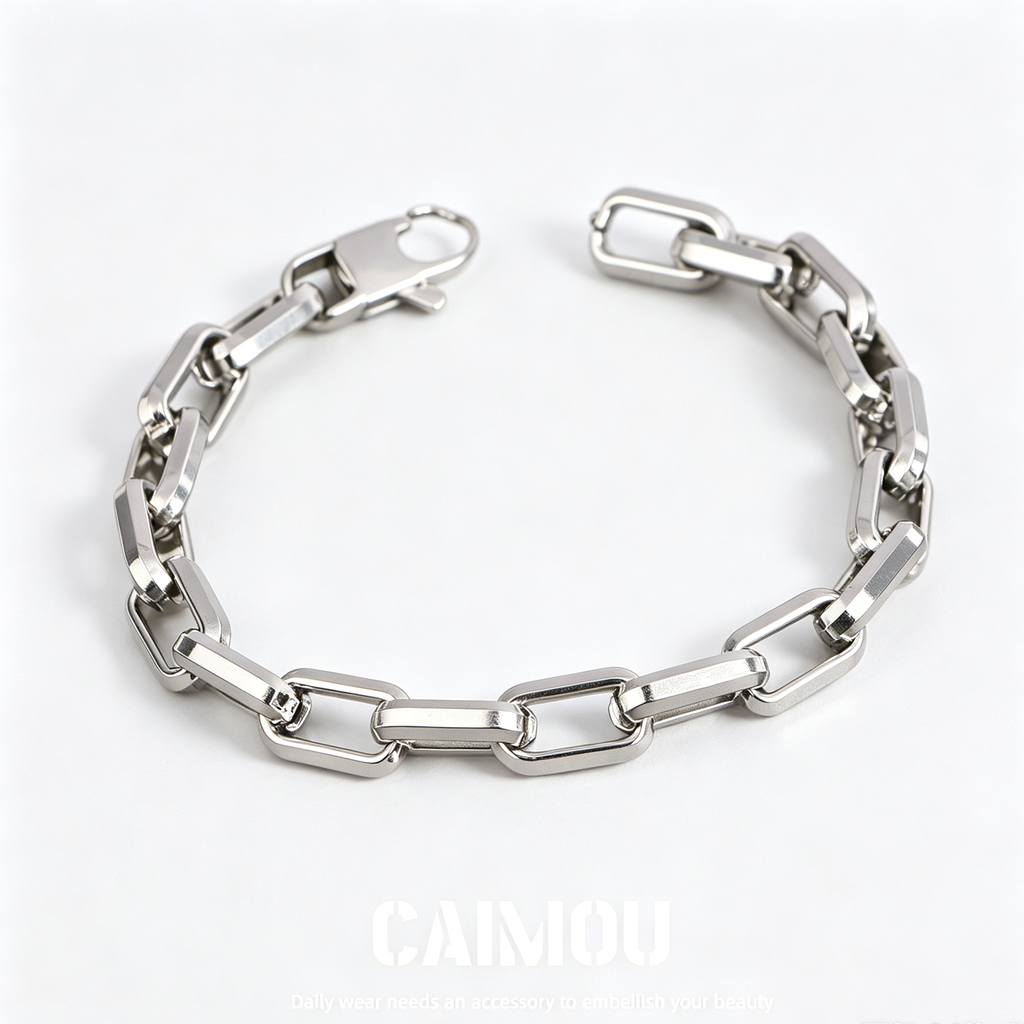 Rectangle Link Thick Chain Bracelet