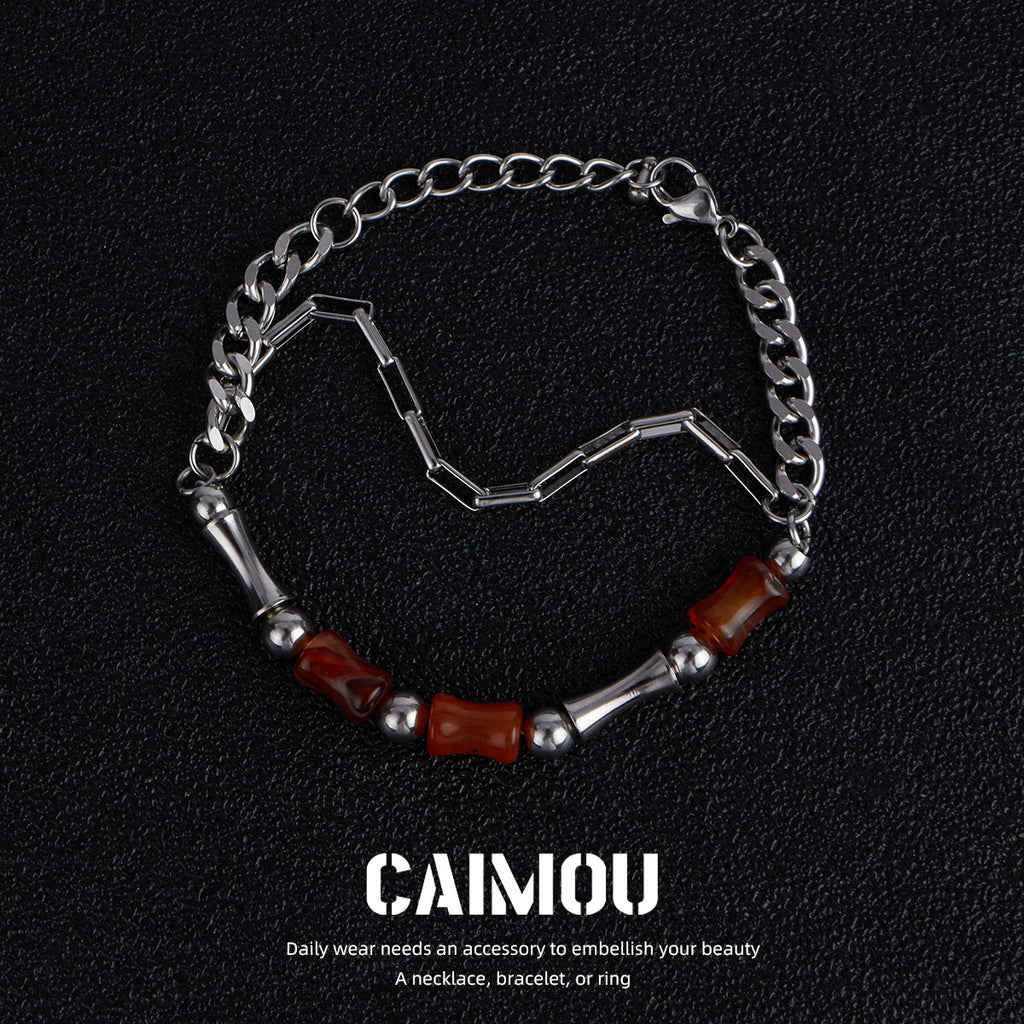 Brown Natural Stone Spliced Bracelet
