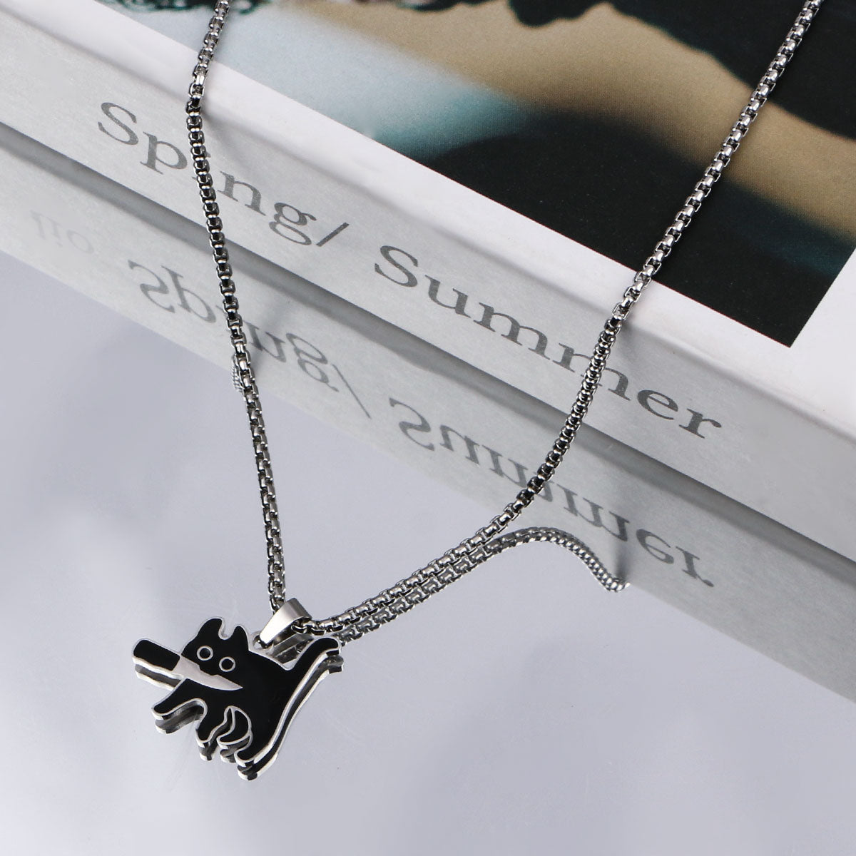 Knife Cat Pendant Necklace