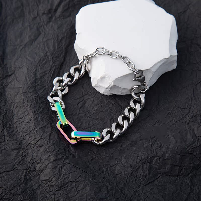 Color Block Cuban Link Bracelet