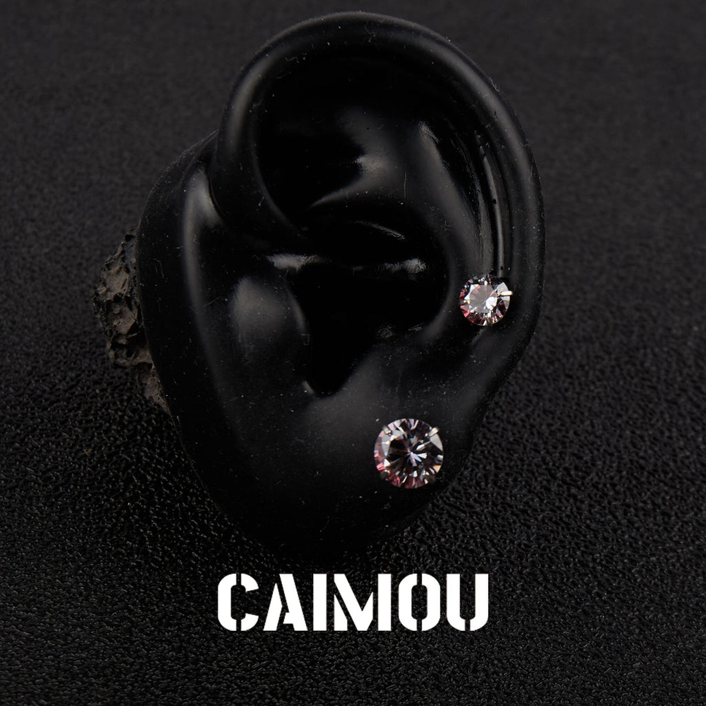 Color Plated Eight Arrows Round Zircon Stud Earrings