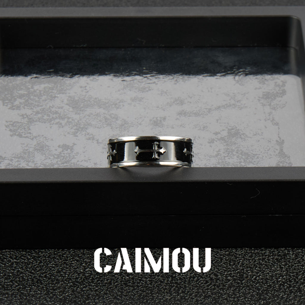 Black Cross Stainless Steel Band Ring