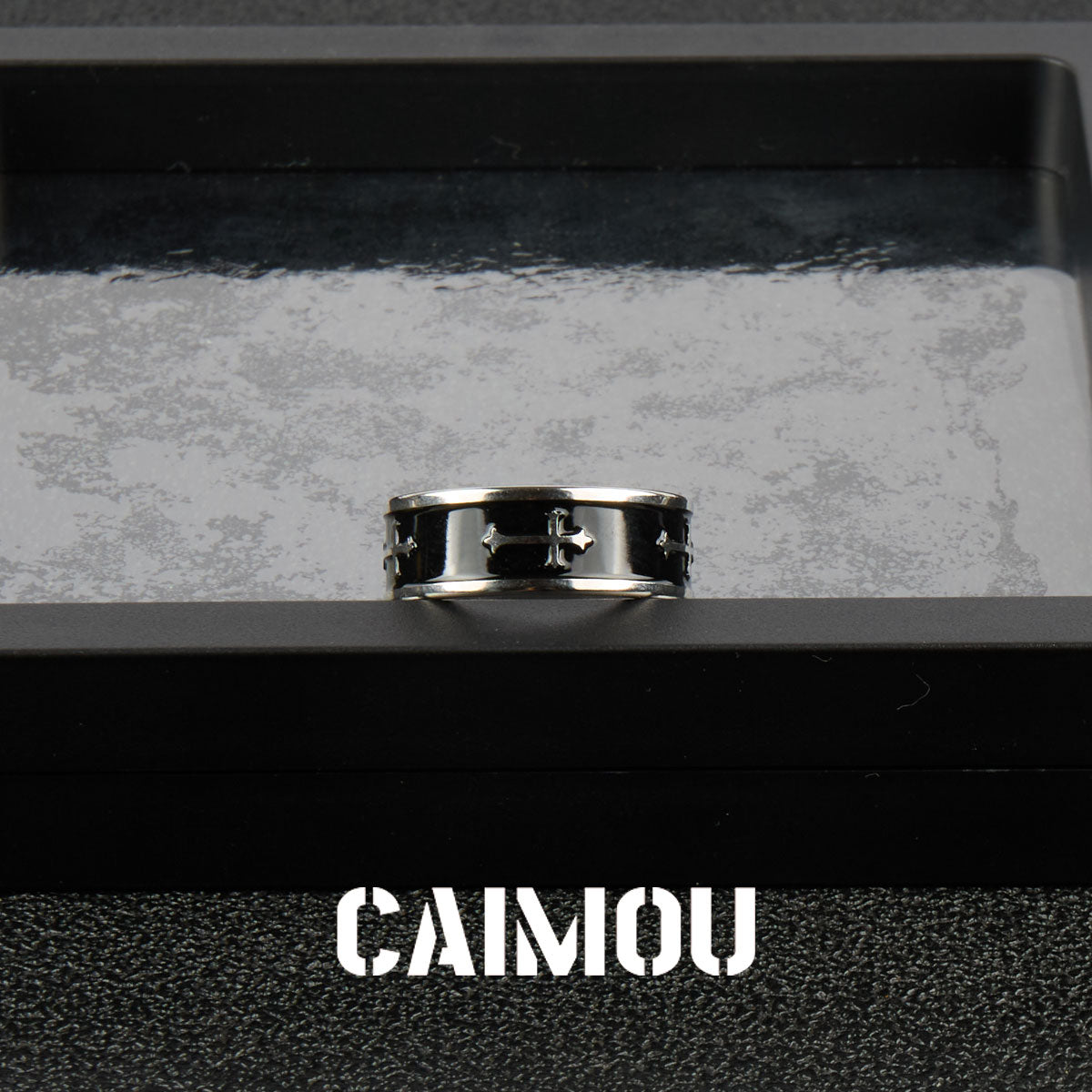 Black Cross Stainless Steel Band Ring