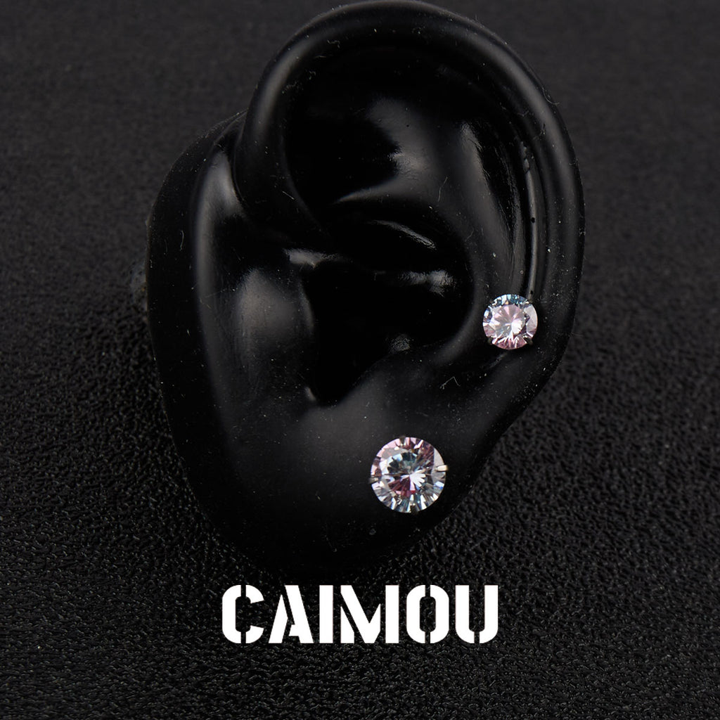 Color Plated Eight Arrows Round Zircon Stud Earrings
