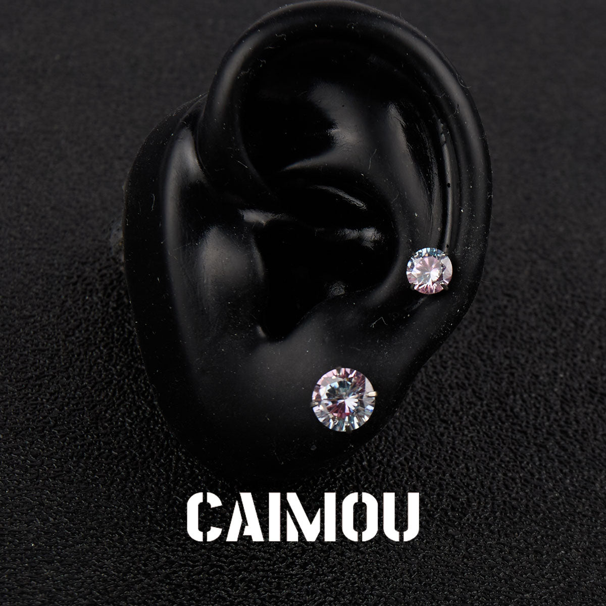 Color Plated Eight Arrows Round Zircon Stud Earrings