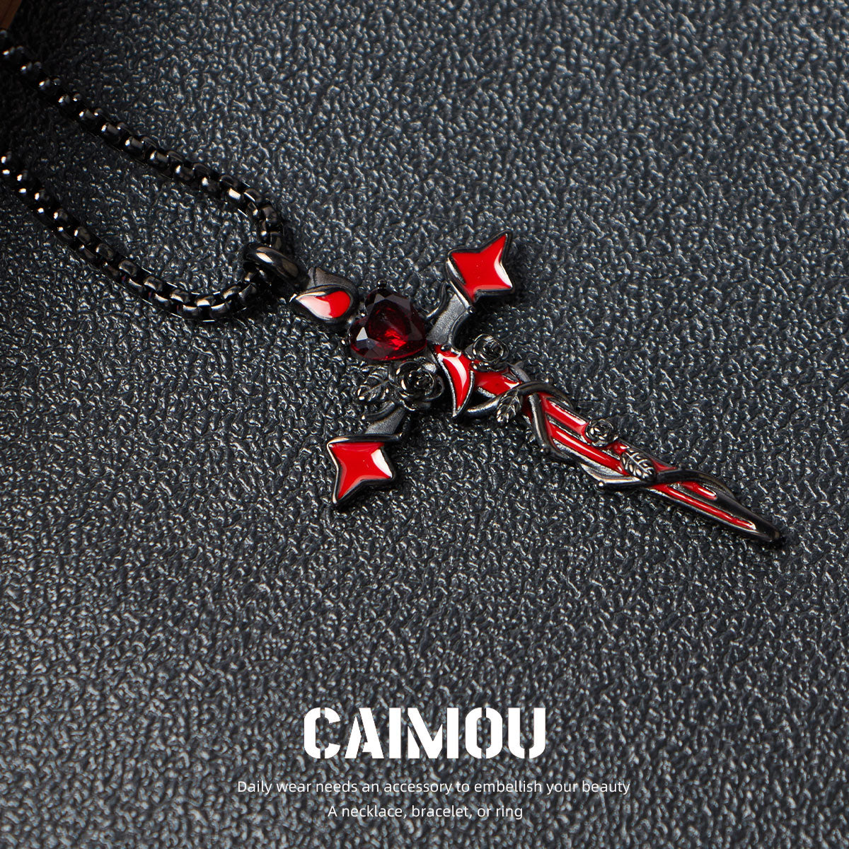 🌹✝️Cross Red Rose Necklace