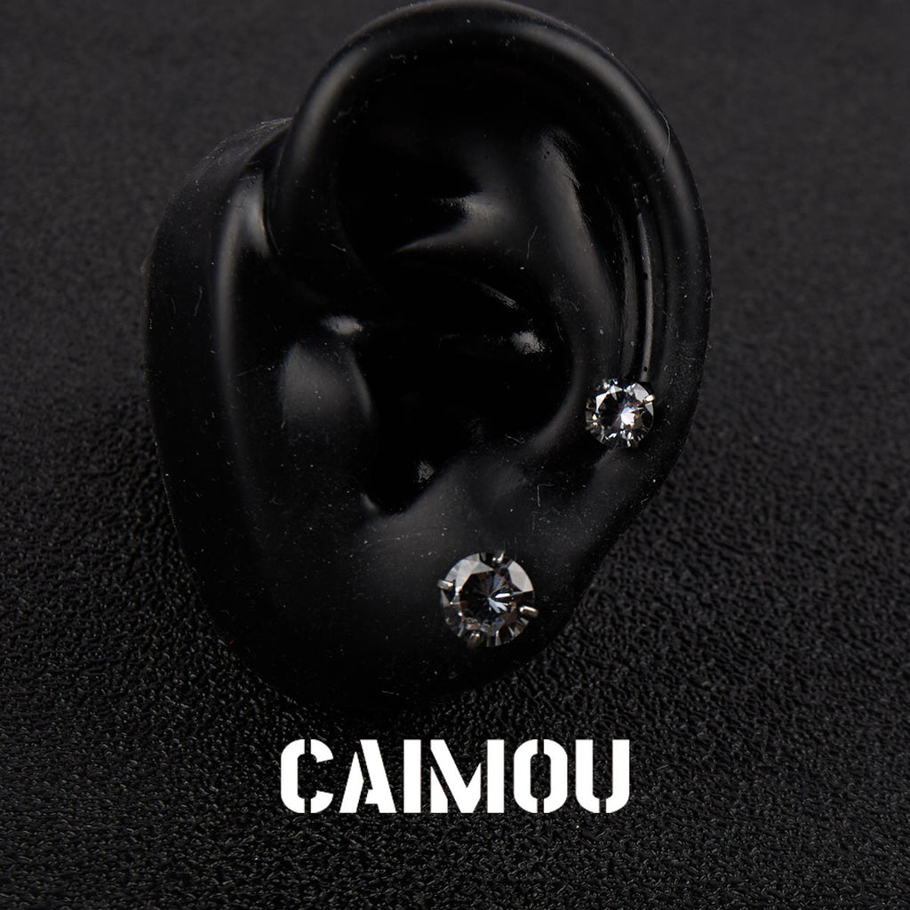 Color Plated Eight Arrows Round Zircon Stud Earrings