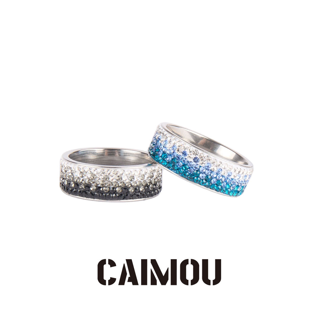 Gradient Crystal Wide Band Ring