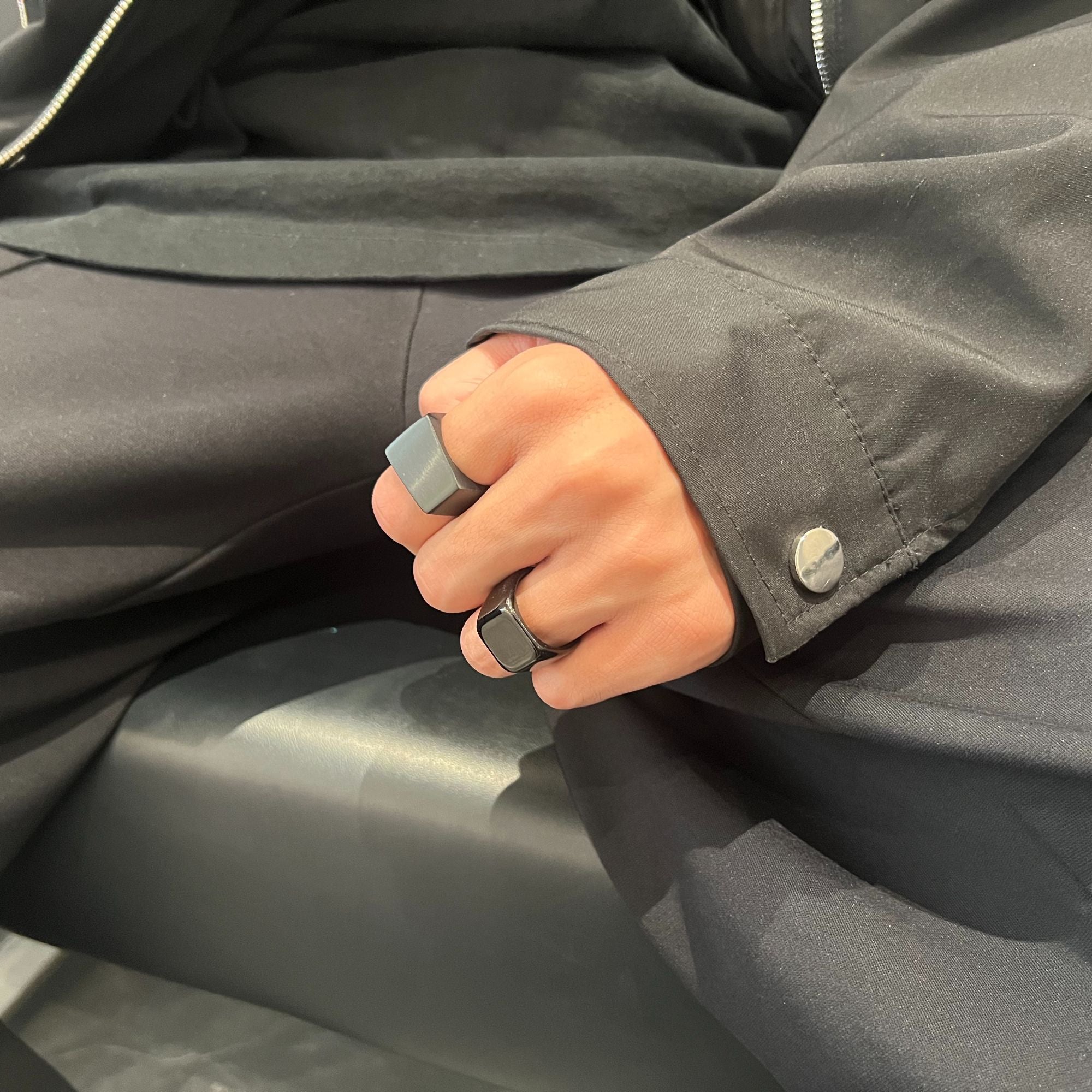Black Titanium Steel Signet Rings (Multi Styles)