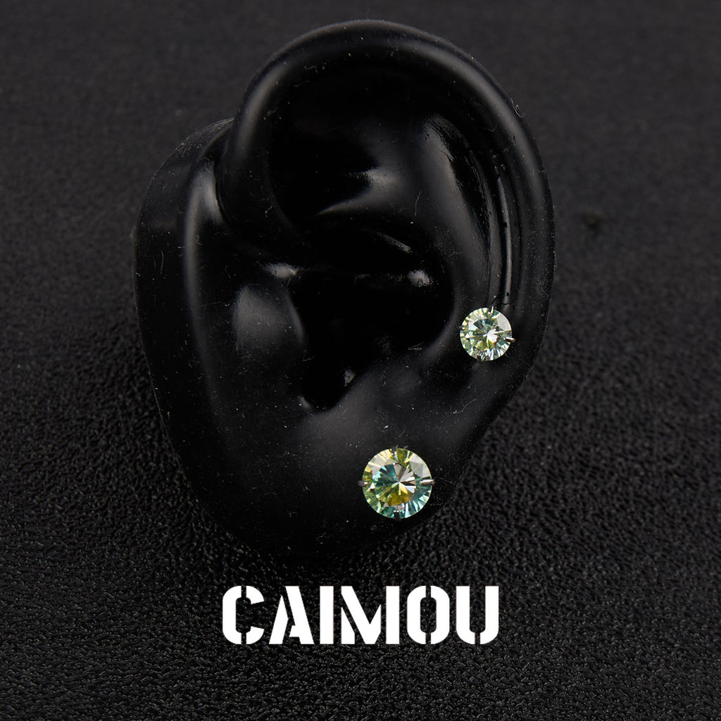 Color Plated Eight Arrows Round Zircon Stud Earrings