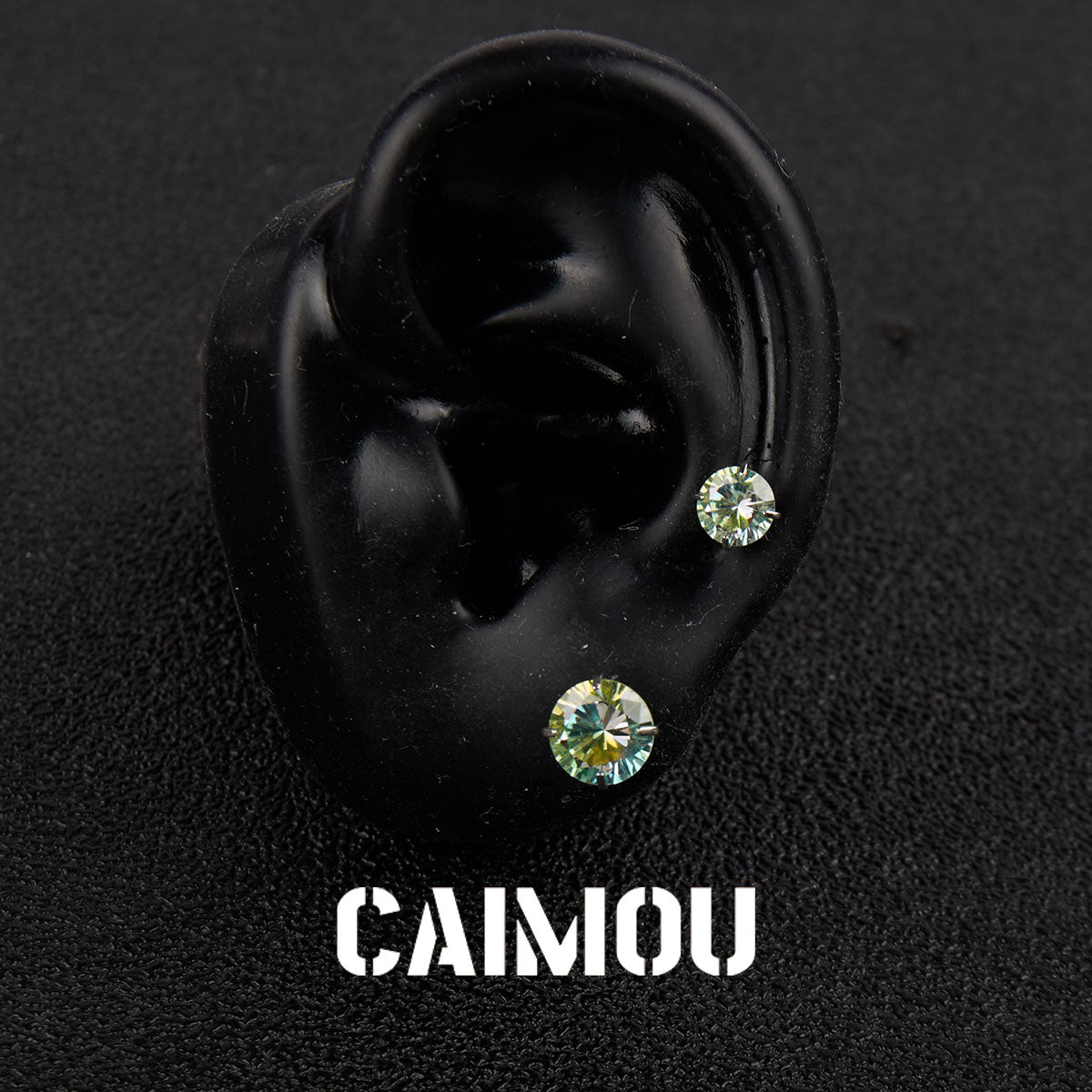 Color Plated Eight Arrows Round Zircon Stud Earrings
