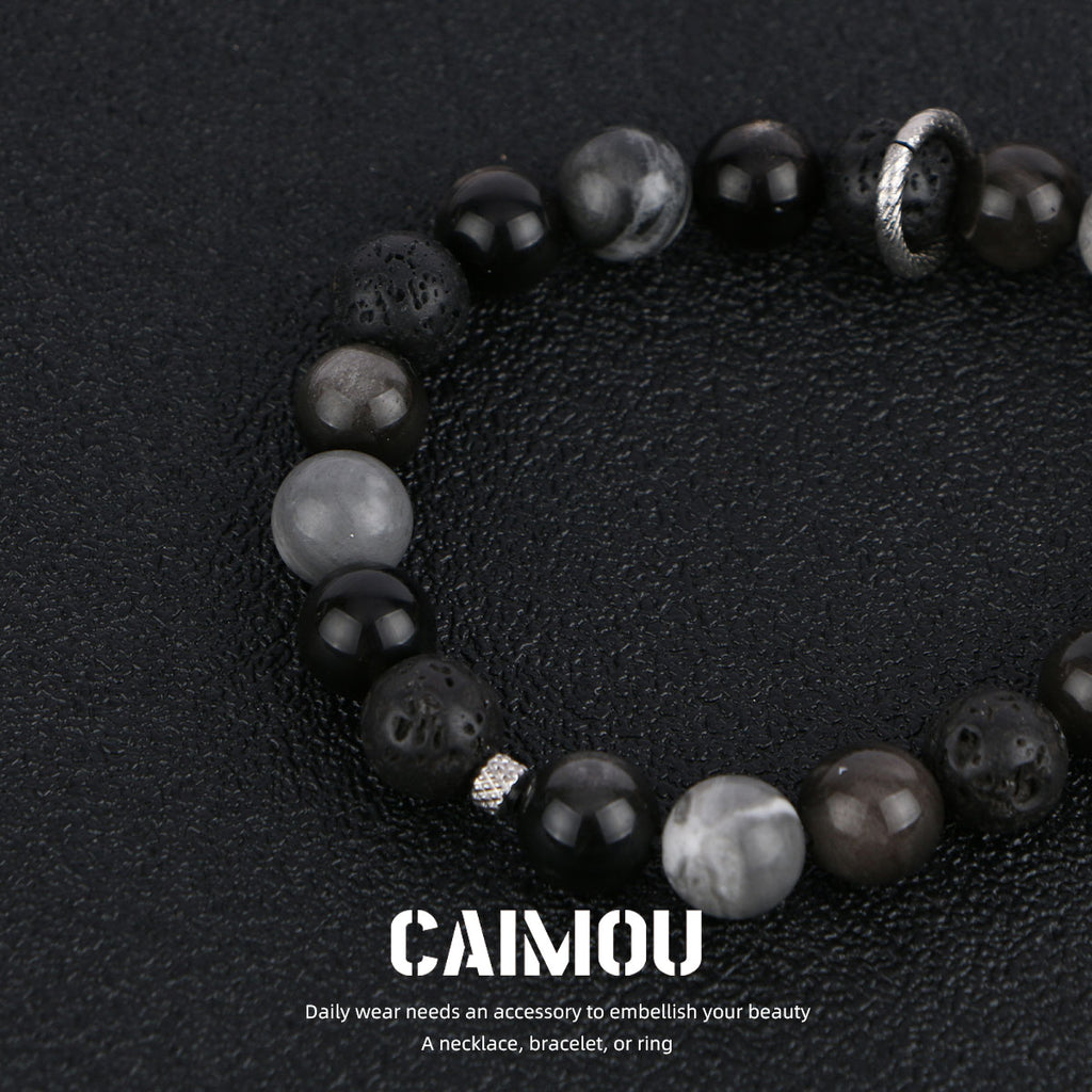 Dark Volcanic Stone Braided Bracelet
