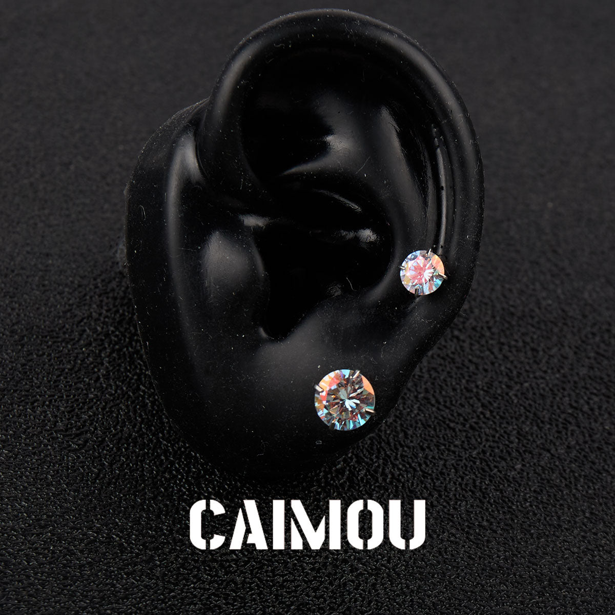 Color Plated Eight Arrows Round Zircon Stud Earrings