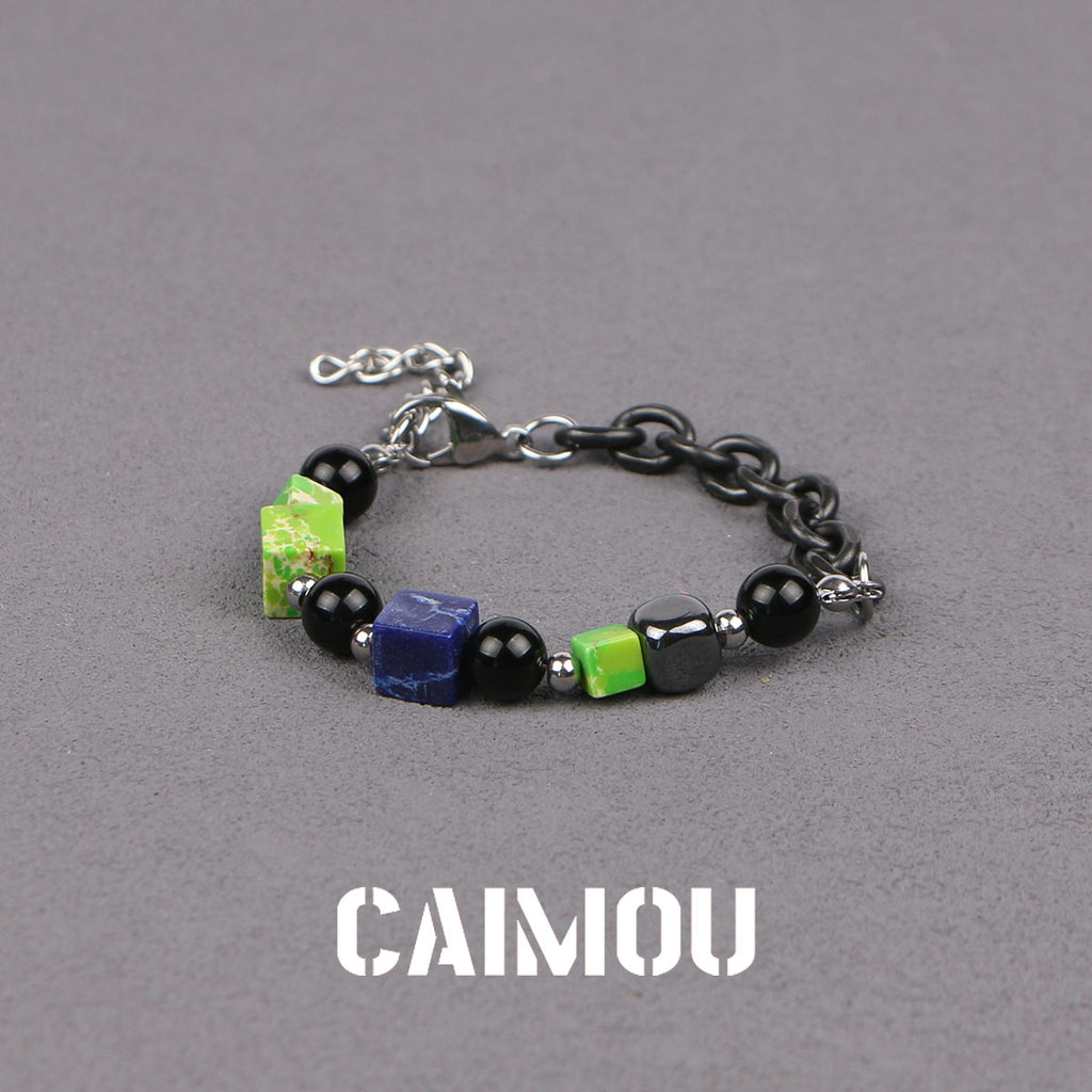 Colorful square black pearl bracelet