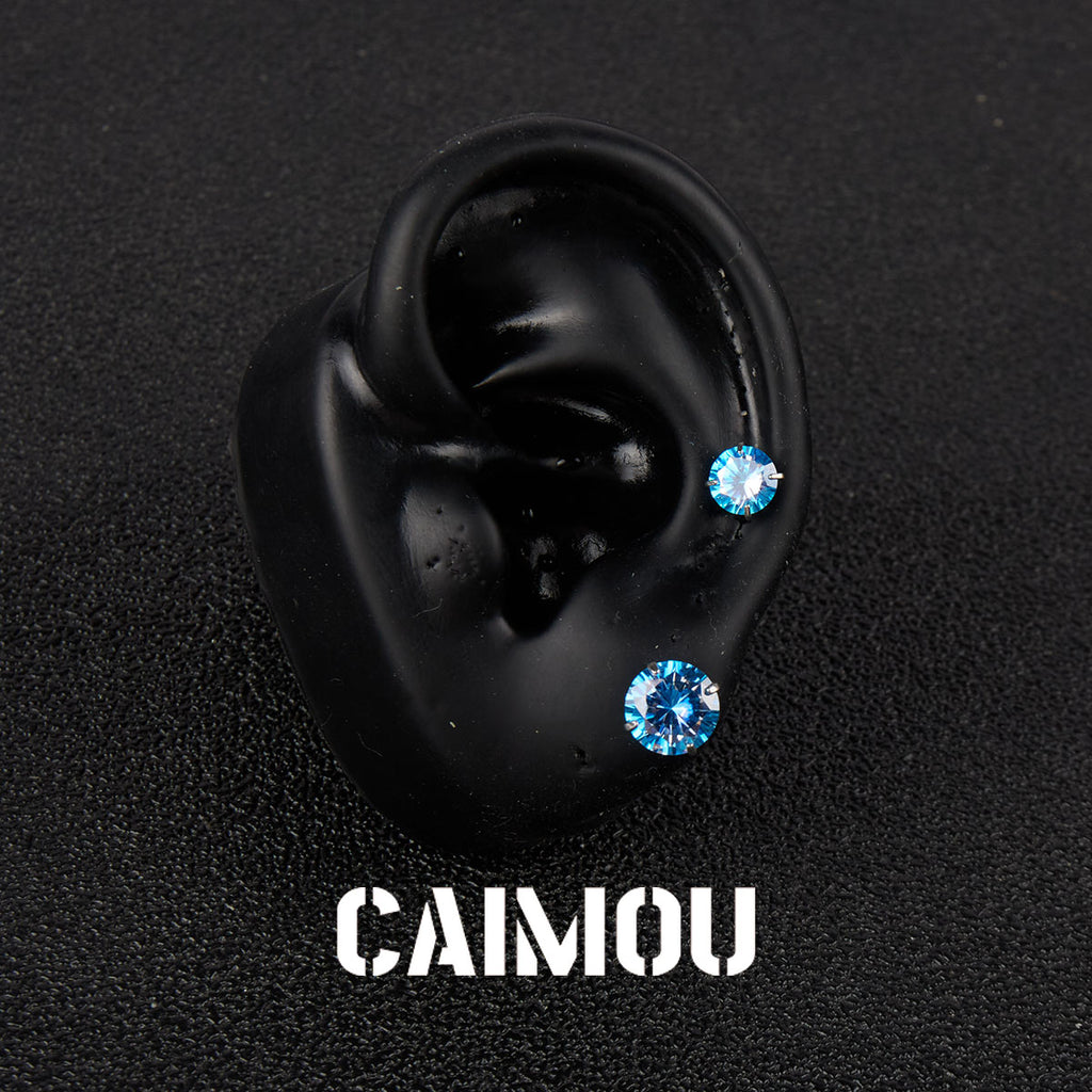 Color Plated Eight Arrows Round Zircon Stud Earrings
