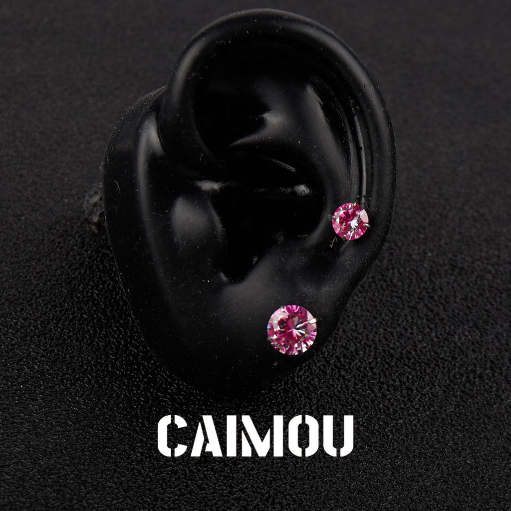 Color Plated Eight Arrows Round Zircon Stud Earrings