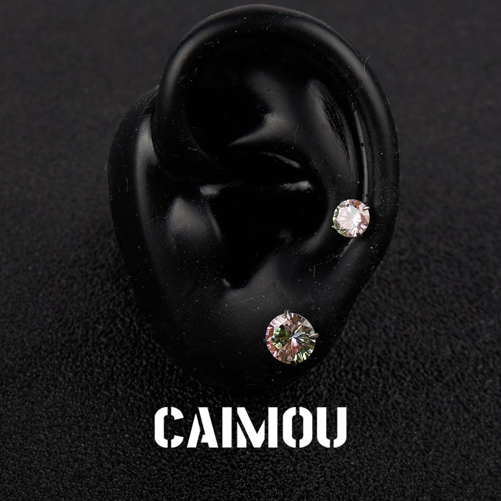 Color Plated Eight Arrows Round Zircon Stud Earrings