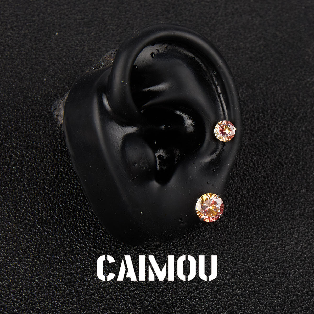 Color Plated Eight Arrows Round Zircon Stud Earrings