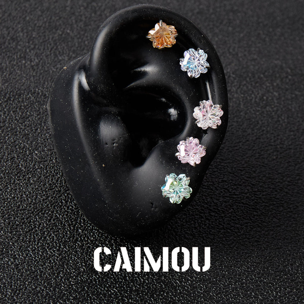 Sakura Cut Flower Zircon Stud Earrings