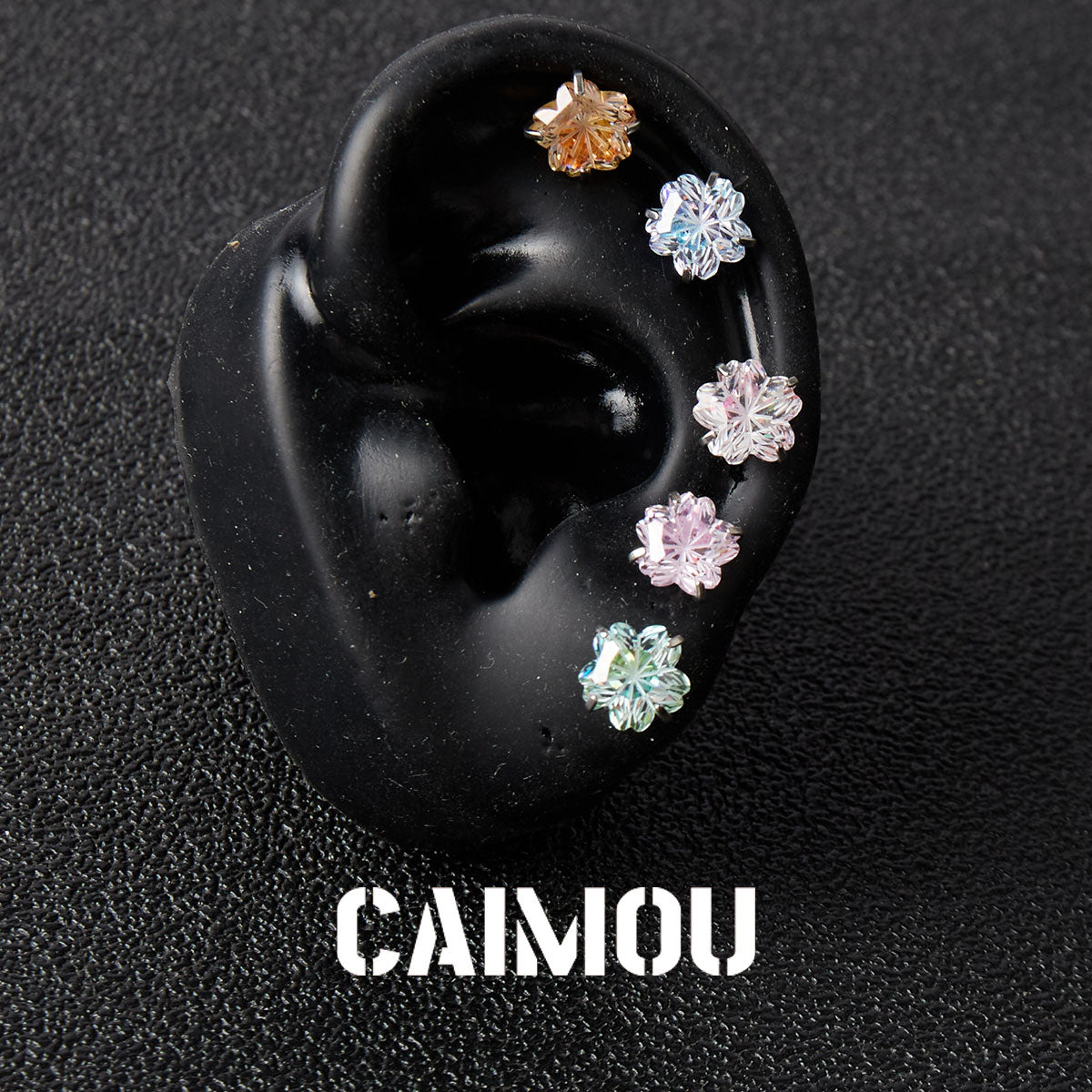 Sakura Cut Flower Zircon Stud Earrings