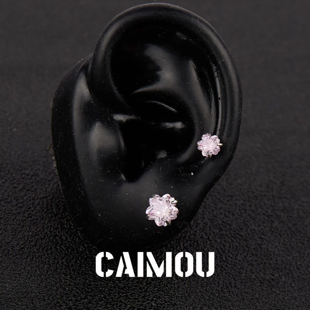 Sakura Cut Flower Zircon Stud Earrings