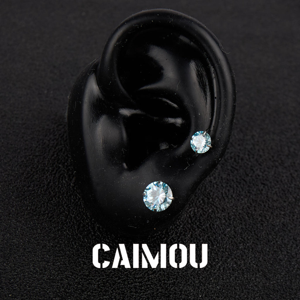 Color Plated Eight Arrows Round Zircon Stud Earrings