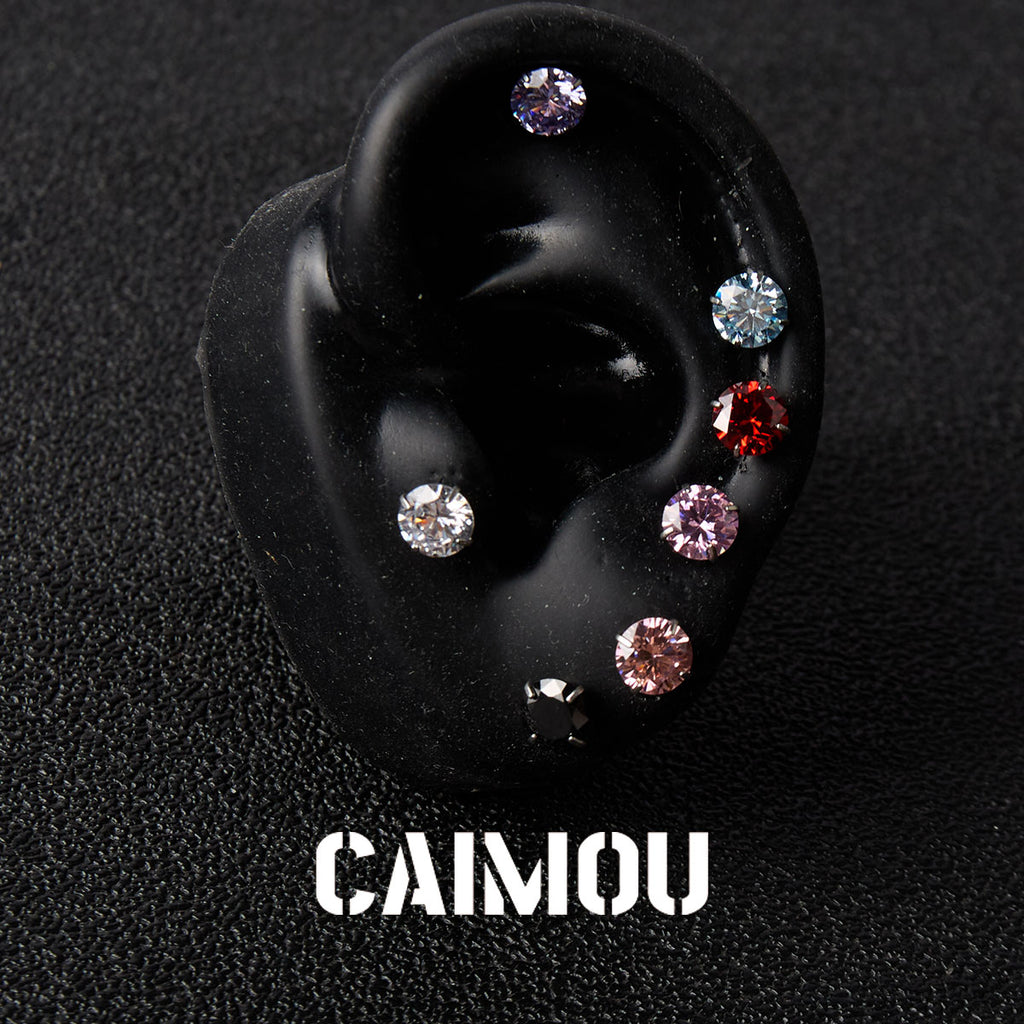 8 Hearts & 8 Arrows Round Zircon Stud Earrings
