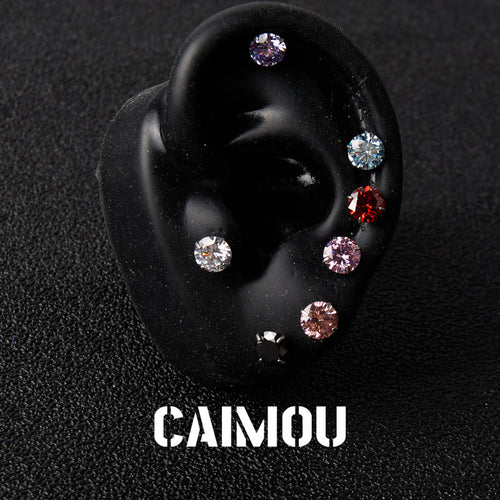 8 Hearts & 8 Arrows Round Zircon Stud Earrings
