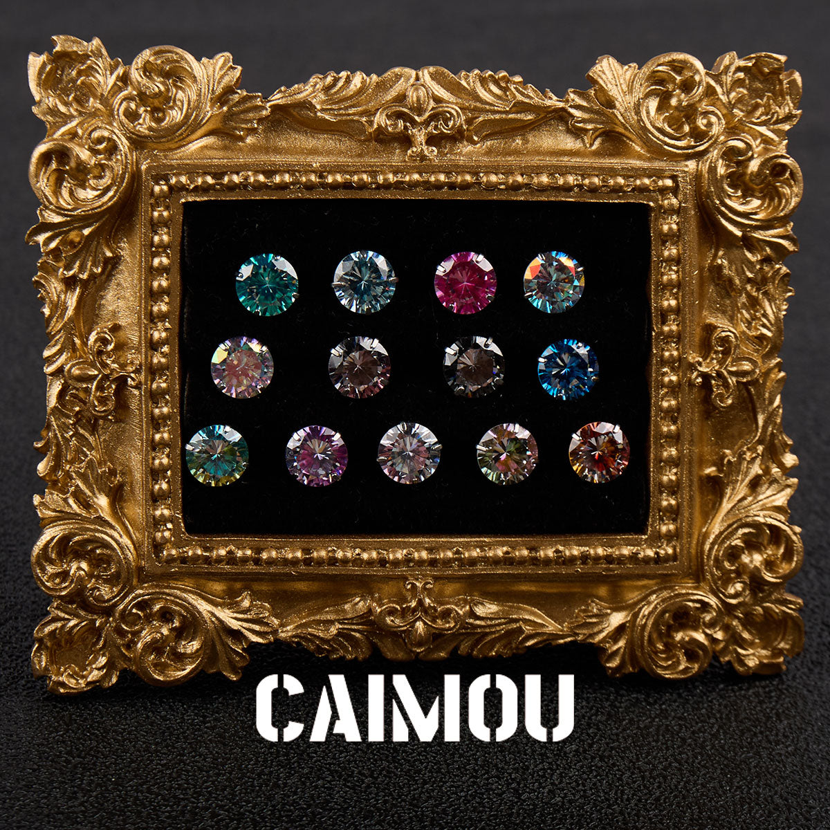 Color Plated Eight Arrows Round Zircon Stud Earrings
