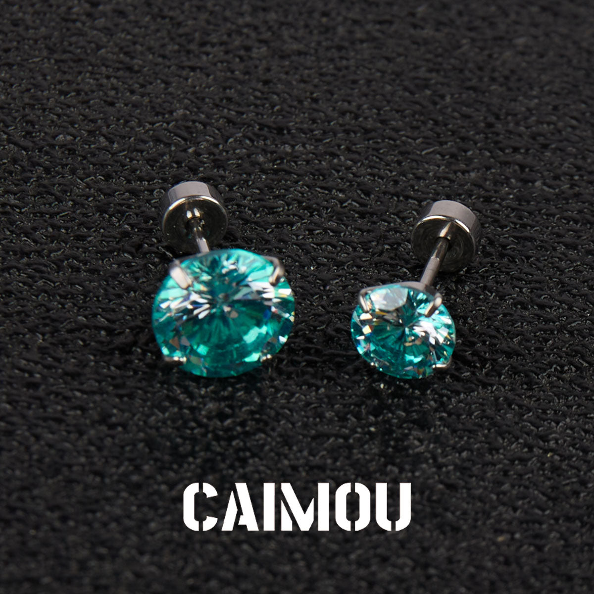 Color Plated Eight Arrows Round Zircon Stud Earrings