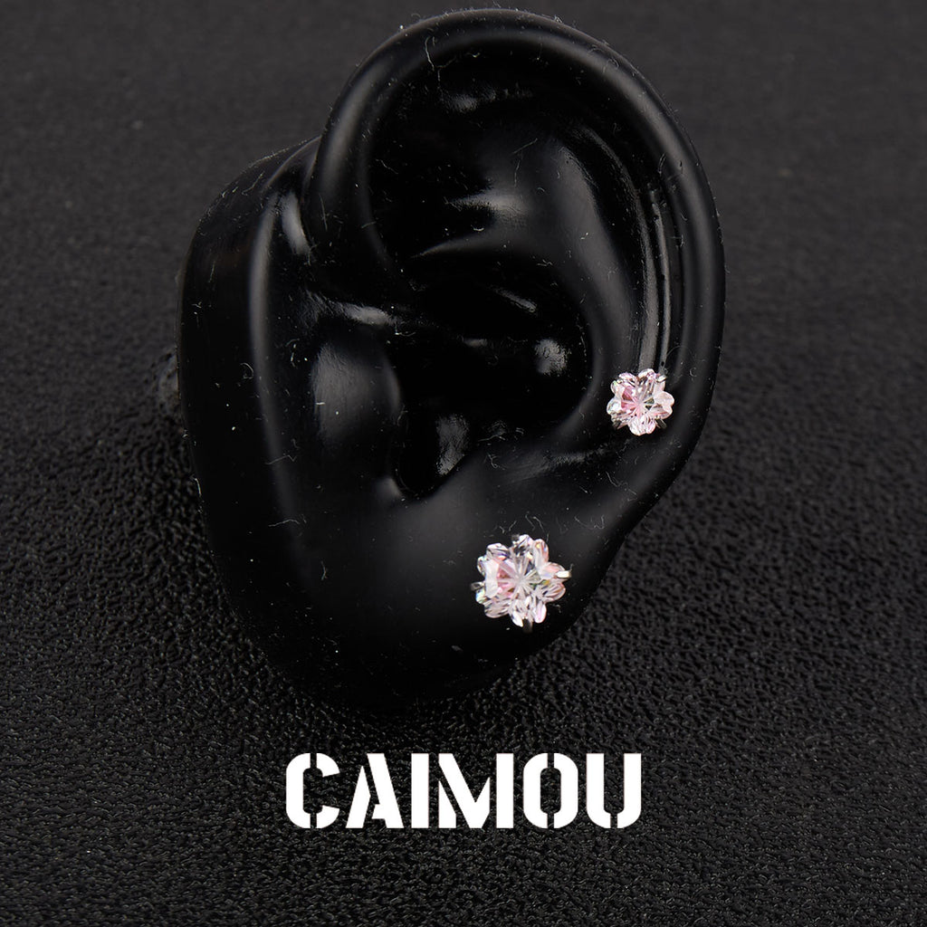 Sakura Cut Flower Zircon Stud Earrings