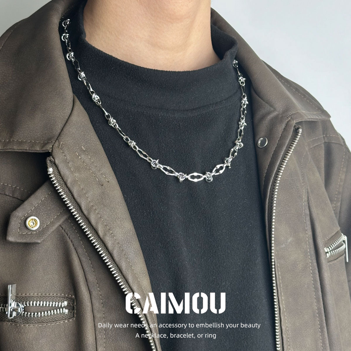 Lip Link Cuban Chain Necklace & Bracelet (Silver)