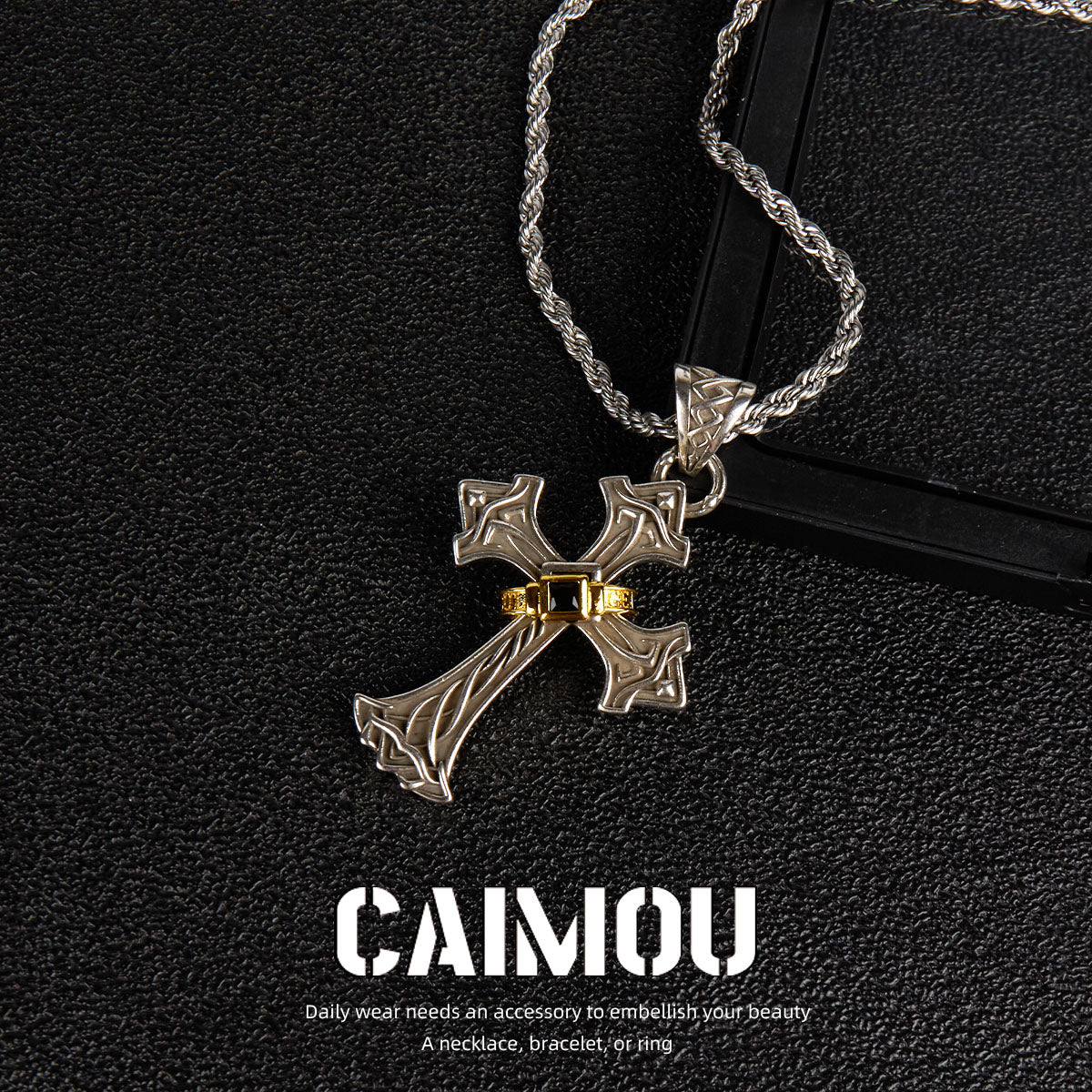 ✝️✨Gold single-ring cross necklace