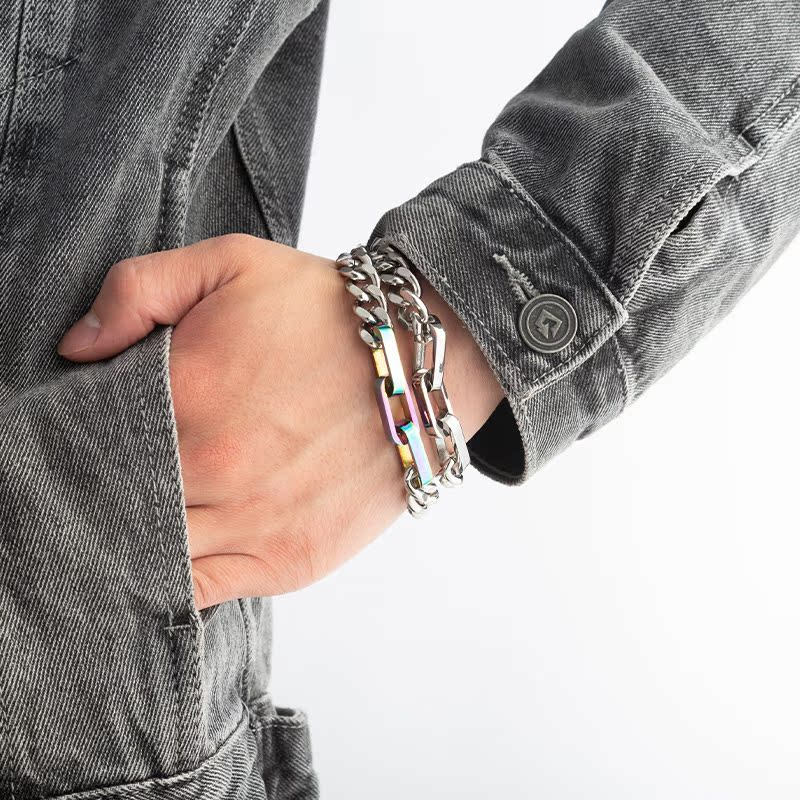 Color Block Cuban Link Bracelet