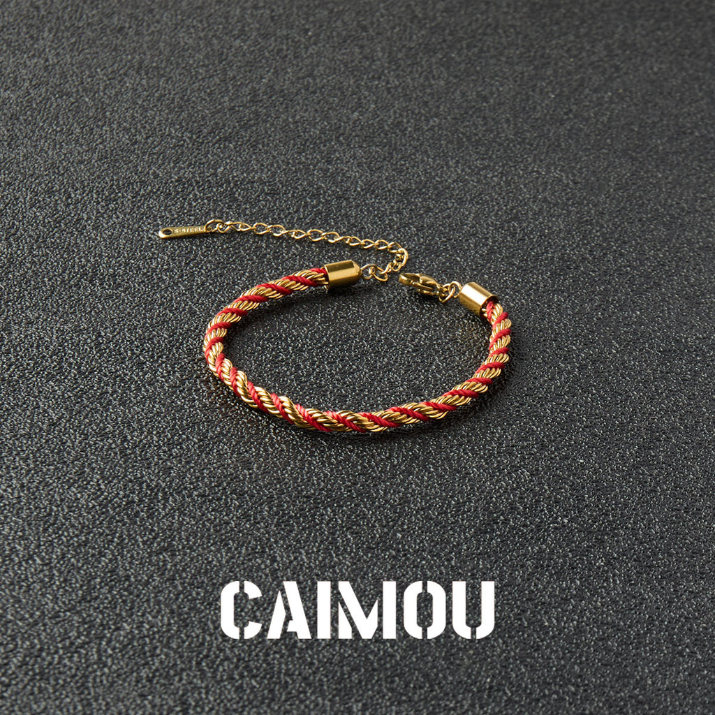 Stainless Steel Slim Twisted Rope Bracelet