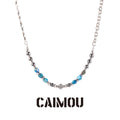 Cross Blue Square Stone Beaded Necklace