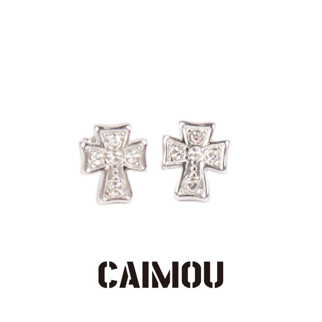 Cubic Zirconia Cross Stud Earrings